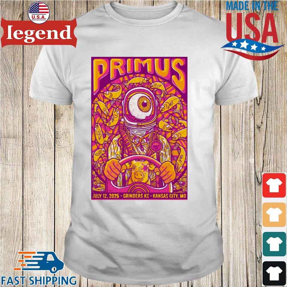 Primus On July 12 2025 In Kansas City MO Tour Shirt.jpg Primus On July 12 2025 In Kansas City MO Tour T-Shirt