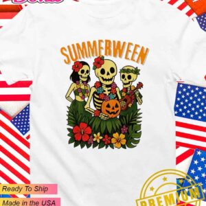 Summerween skeletons Halloween beach vibes T-Shirt