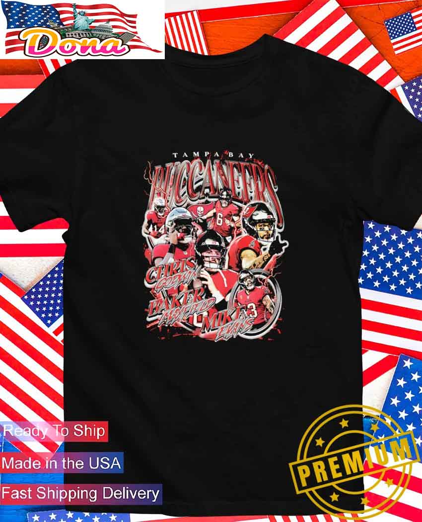 Tampa Bay Buccaneers Chris Godwin Baker Mayfield and Mike Evans graphic T-Shirt Tampa Bay Buccaneers Chris Godwin Baker Mayfield and Mike Evans graphic T-Shirt