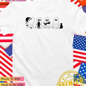 Black cat and ghost halloween T-Shirt