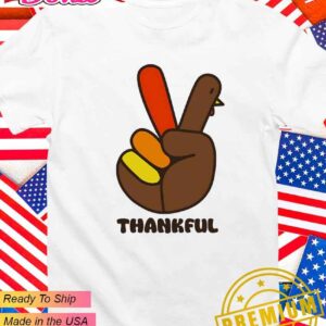 Thankful peace sign turkey hand Thanksgiving T-Shirt