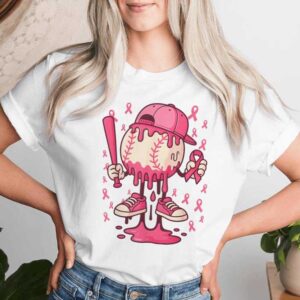 Baseball Drip Ice Cream Breast Cancer Awareness Boys & Girls T-shirt