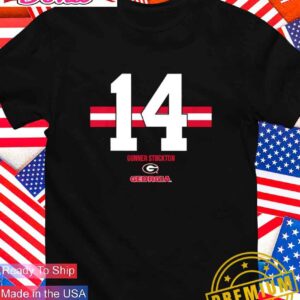 Georgia Bulldogs Football Gunner Stockton 14 name number stripe T-Shirt