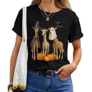 Giraffe Boo Mummy Witch Halloween Costume Giraffe Pumpkin T-shirt