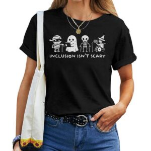 Inclusion Isn't Scary Slp Halloween Ghost Mummy Sped Teacher T-shirt