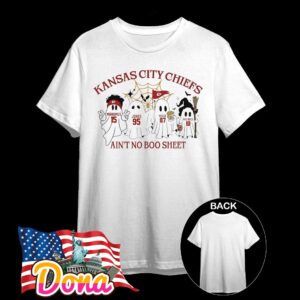 Kansas City Chiefs Mahomes Jones Kelce Pacheco aint no Boo sheet Halloween T-Shirt