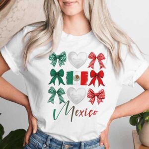 Mexico Hispanic Heritage Month Bow Mexican Flag Girls T-shirt