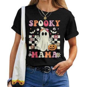Spooky Mama Halloween Mom Ghost Costume Groovy T-shirt