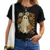 Vintage Floral Ghost Groovy Halloween Spooky T-shirt