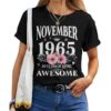 60 Years Old November Floral 1965 60Th Birthday T-shirt