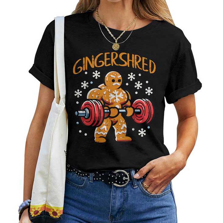 Christmas Gym Gingerbread Gingershred Xmas Workout T-shirt Christmas Gym Gingerbread Gingershred Xmas Workout T-shirt