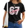 Coquette Bow Number 67 Meme Pink Floral Girls T-shirt