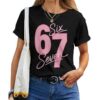 Cute Pink 67 Six Seven Meme Girls T-shirt