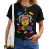 Family Sister Master Builder Building Bricks Blocks Girls T-shirt