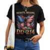 Female Veteran Army Floral Vintage Beauty Brains Us T-shirt