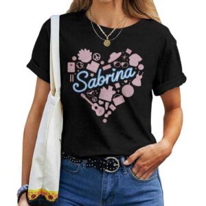 Girl Retro Sabrina First Name Personalized Heart T-shirt