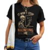 Haunted By 67 Skeleton Math Teacher Student Halloween Humor T-shirt