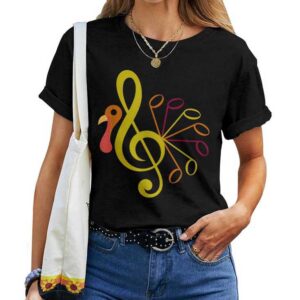 Music Note Symbol Turkey Teacher Fall Thanksgiving Autumn T-shirt