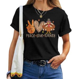 Peace Love Turkey Pilgrim Thanksgiving For Girls T-shirt
