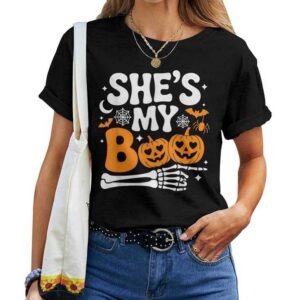 She's My Boo Pumpkin Matching Couple Halloween T-shirt