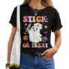 Stick Or Treat Cute Nurse Ghost Halloween Crew T-shirt