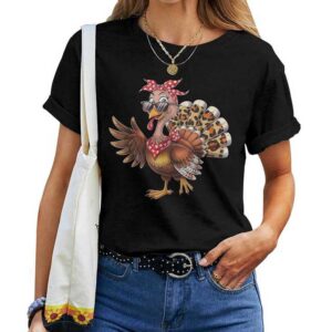 Thanksgiving Turkey Girl Leopard Thanksgiving T-shirt