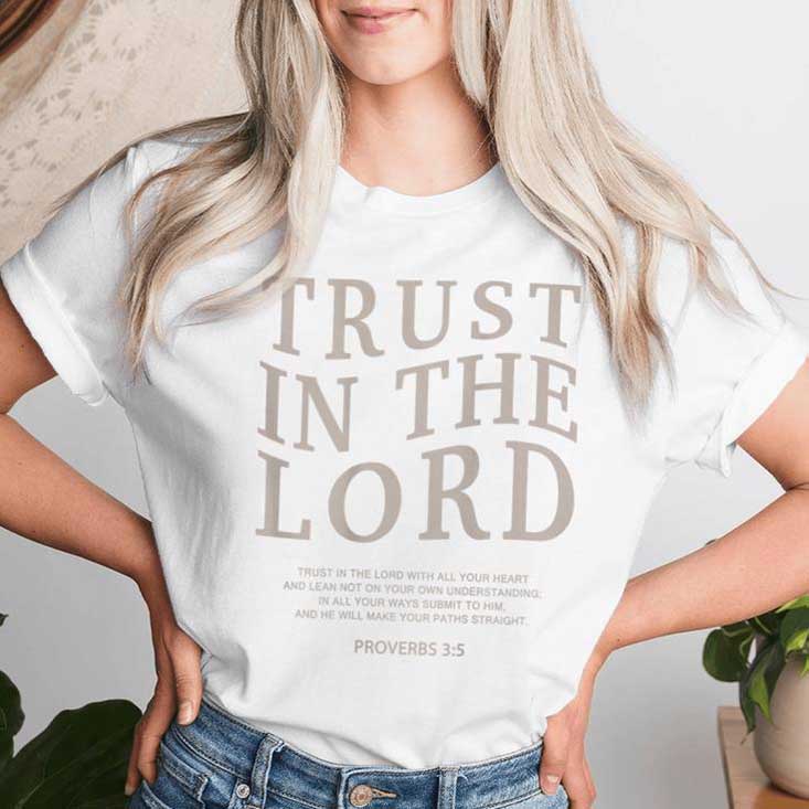 Trust The Lord Religious On Back Christian Faith Bible Verse T-shirt Trust The Lord Religious On Back Christian Faith Bible Verse T-shirt