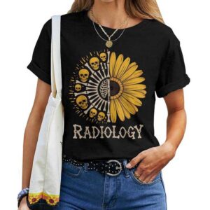 Sunflower Skeleton Radiology Technician Radiologist T-shirt