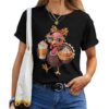 Turkey Drinking Coffee Bow Thanksgiving Turkey Day T-shirt